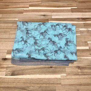 Zebra print light blue scarf